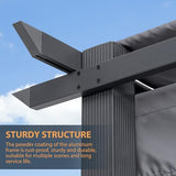 HAPPATIO 12' X 12' Pergola Retractable Pergola Canopy for Backyards, Gardens, Patios, Outdoor Pergola with Sun Shade Canopy, Includes Ground Studs and Expansion Screws (Grey) HAPPATIO