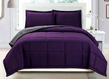Grand Linen 3 Piece Luxury Dark Purple/Grey Reversible Soft Down Alternative Comforter Set, Full/Queen with Corner Tab Duvet Insert Grand Linen