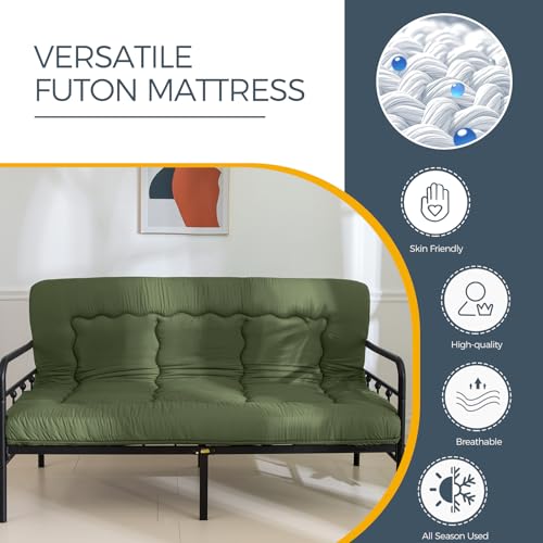 MAXYOYO 6" Extra Thick Japanese Floor Mattress Futon Mattress, Foldable Tatami Pad for Adults, Roll Up Floor Bed for Guest Room Bedroom RV, Green, Queen MAXYOYO