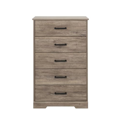 Prepac Dresser for Bedroom, Chest 5 Drawers, 18.5" D x 27.5" W x 43.5" H, Rustic Brown - WoodArtSupply