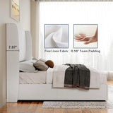 Jocisland Queen Size Bed Frame Lift Up Storage Bed Linen Upholstered Bed Frame with Hydraulic Storage/Wingback Headboard/No Box Spring Needed/White Jocisland