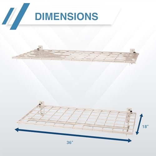 Hyloft 777 2-Pack Heavy Duty Steel Wall Garage Shelving, 36-Inch X 18-Inch Adjustable Wall Shelves for Garage Storage,Includes Hanging Rod, Max Shelf Load 200 Pounds, White Powder Coated Finish HyLoft
