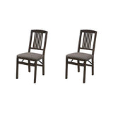 MECO Stakmore Mission Solid Foldable Wood Dining Chairs with Fabric Padded Cushioned Upholstered Seat for Indoor Use, Espresso (2 Pack) MECO