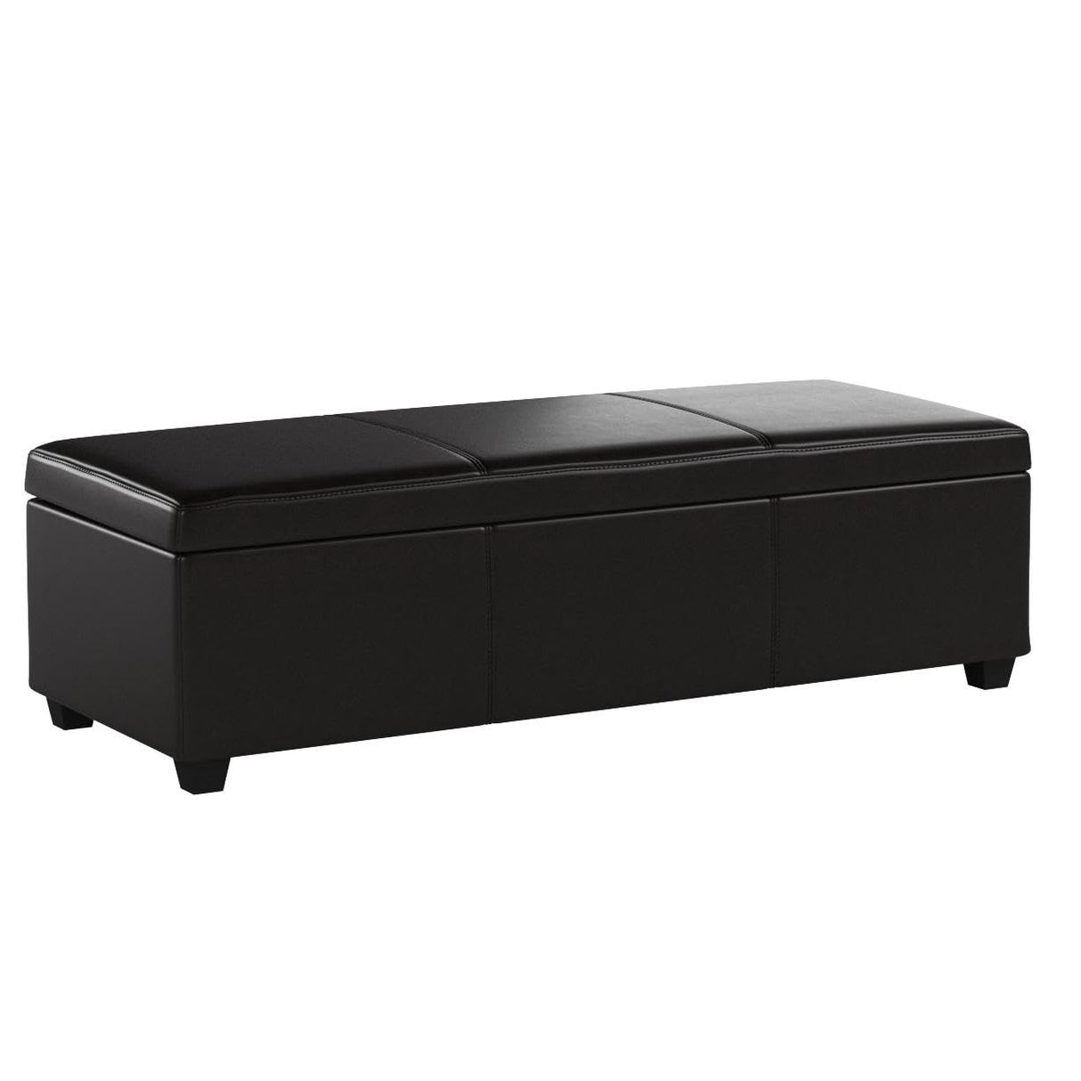 BELLEZE 47 Inch Storage Ottoman, Faux Leather Storage Bench Bedroom Bench with Safety Close Hinge, Ottoman with Storage for Living Room, Entryway, Hallway, Foot Rest, Support 300lbs - Brown BELLEZE