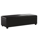 BELLEZE 47 Inch Storage Ottoman, Faux Leather Storage Bench Bedroom Bench with Safety Close Hinge, Ottoman with Storage for Living Room, Entryway, Hallway, Foot Rest, Support 300lbs - Brown BELLEZE