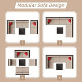 Shintenchi 7 Pieces Patio Furniture Sets Outdoor All-Weather Sectional Patio Sofa Set PE Rattan Manual Weaving Wicker Patio Conversation Set with Glass Table&Ottoman Cushion and Red Pillows, Beige Shintenchi