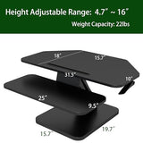 Lubvlook 32 inch Corner Standing Desk Converter, Height Adjustable Sit Stand Desk Riser with Keyboard Tray, Black, GSD76 Lubvlook