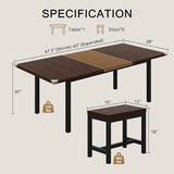 Einhomn 7-Piece Dining Table Set, 63" Extendable Kitchen Room Table with 6 Stools, Mid Century Modern Dinner Table with Metal Frame & MDF Board, Space-Saving, Easy Assembly, Espresso Einhomn