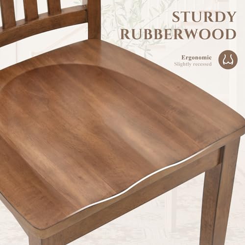 COLAMY Wooden Dining Room Chairs Set of 6, Spindle High Back Windsor Kitchen Side Chair, Farmhouse Dining Chairs for Kitchen, Dining Room, Light Brown COLAMY