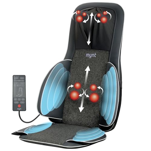 Mynt FSA Eligible HSA Approved Shiatsu Neck and Back Massager for Chair with 10 Deep Kneading Nodes, 2D & 3D Back Massage with Heat, Portable Spot Massage Chair Pad (Black) Mynt