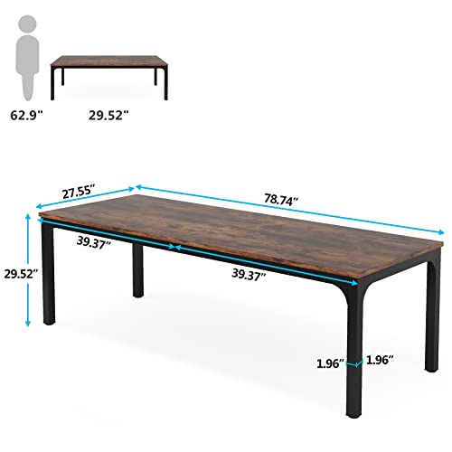 Tribesigns 6.5 FT Conference Room Table, 78.74" W x 27.56" D Large Office Conference Table, Modern Seminar Meeting Table for Boardroom. (Only Table) (Rustic Brown) - WoodArtSupply