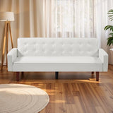 liuyouhom 74" Modern Futon Couch, Futon Sofa Bed, Mid Century Sofa Bed, Loveseat, Couches for Small Spaces, Living Room, Bedroom (Faux Leather, White) liuyouhom