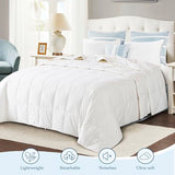 Globon Summer Down ComforterBlanket Queen Size, Extra Lightweight Duvet Insert for Hot Sleepers, Noiseless & Extra Soft,90x90 inches,10 Ounce Fill Weight, White Globon