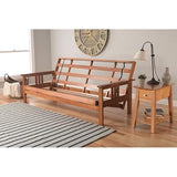 HomeStock Asian Allure Fusion Futon Wood Frame Classic Style with Mission Style Arms with Solid Pattern with Foldable Feature for Lounge Room with Tight Back Full Frame Without Drawers/Barbados HomeStock