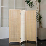 Loomveil 3 Panel Short Room Divider Folding Screen,47 inch Bamboo Panel Divider for Home Partition,Beige Loomveil