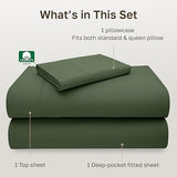 California Design Den 100% Cotton Twin Sheets Set - Luxury 600 Thread Count, Sateen Weave, Deep Pocket Twin Bed Sheets Cotton Set, Hotel Quality Bedding - Dark Olive Green California Design Den