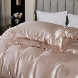 Silk Like Satin Bedding Twin Light Pink Duvet Cover Set Soft Silky Ruffle Comforter Cover Sexy Hotel Silky Bedding Sets 1 Duvet Cover 1 Pillowcase (Twin, Light Pink) Bedding_Dreamer