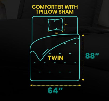 Twin Comforter Set 2 Piece Grey by Utopia Bedding, Comforters Twin Size, Bedding Comforters Sets, Down Alternative Soft Bed Set, 1 Comforter (64 x 88 inches) 1 Pillow Shams (20 x 26 inches)" Utopia Bedding