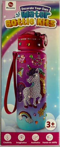 Mocoosy Decorate Your Own Water Bottle Kit for Girls, Art Crafts for Kids Ages 4-6-8-12, Unicorn & Mermaid Diamond Art Painting Toys Summer Craft Activity Birthday Gift Ideas for Girls 5-10 Years Old Mocoosy