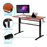 UNICOO Manual Standing Desk Adjustable Height Heavy Duty Game Desk, Crank Adjustable Desk, Adjustable Computer Desk, Manual Stand Up Desk with Headphone Hook,48 x 24 Inches (SYK01-Teak) UNICOO