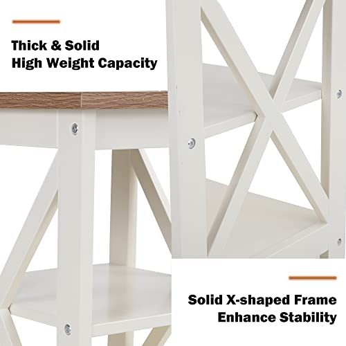 PHI VILLA End Table Living Room Set of 2 - Farmhouse Bed Side Table Nightstands for Bedroom, Ivory White Small Side Table PHI VILLA