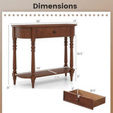 Giantex 2-Tier Console Table, 36" Retro Entryway Table with Storage Drawer & Elegant Legs, Narrow Wooden Sofa Table with Open Shelf for Living Room, Foyer, Hallway, Bedroom, Entrance (Brown) Giantex