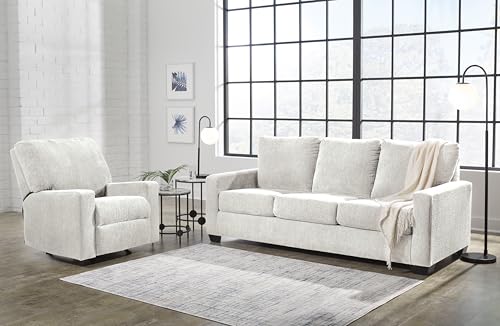 Signature Design by Ashley Rannis Coastal 2-in-1 Sofa Sleeper with Folding Gel Memory Foam Mattress, Queen, White Signature Design by Ashley