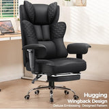 GTRACING Big and Tall Office Chair 400LBS Wide Ergonomic Gaming Chair with Deluxe Embossing Designed Leather with Foot Rest,150°Reclining Adjustable Soft Armrests Pocket Spring Back Support and Pillow GTRACING