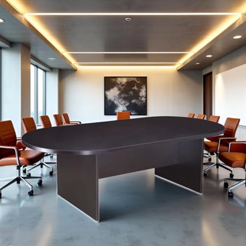 Oakestry Boss 71" W x 35" D Race Track Conference Table Spacious Professional Office Conference Table Mocha Finish with Large Work Surface Ideal for Executive Office and Conference Rooms Oakestry