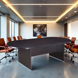Oakestry Boss 71" W x 35" D Race Track Conference Table Spacious Professional Office Conference Table Mocha Finish with Large Work Surface Ideal for Executive Office and Conference Rooms Oakestry