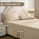 Swiftify Twin Sheets Set, 3 Pieces Hotel Luxury Soft Microfiber Bed Sheets Set, Up to 16" Deep Pockets, Oeko-Tex Sheets with Elastic, Breathable, Wrinkle Free (Beige, Twin) Swiftify