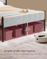 VASAGLE Full Bed Frame with Upholstered Headboard, Metal Bed Frame Full Size with Footboard, 1100 lb Weight Capacity, Steel Slats, Easy Assembly, No Box Spring Needed, Dove Gray URMB982G01V1 VASAGLE