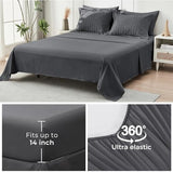 HYMOKEGE 7 Piece King Size Comforter Set Seersucker, All Season Luxury Bed in a Bag for Bedroom, Bedding Set with Comforters, Sheets, Pillowcases & Shams, Dark Grey HYMOKEGE