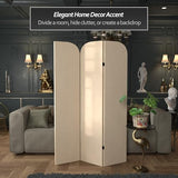 Red Lantern 6 ft. Modern Arch Velvet Room Divider Cream 3 Panel Red Lantern