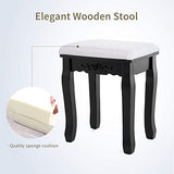 Mecor Vanity Table,Makeup Dressing Table with Oval Mirror,Bedroom Vanity Set w/Cushioned Stool 4 Drawers Women Girls Kids Black mecor