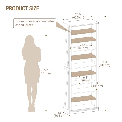 Hzuaneri Shoe Storage Cabinet, 10 Tiers Freestanding Shoe Cabinets, Wooden Shoes Rack with Cubby, 27-30 Pairs, Farmhouse Tall Shoes Cubby Organizer for Entryway, Living Room, White SR52603X Hzuaneri