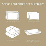 WONGS BEDDING Brown Comforter Set Queen,7 Pieces Bed in a Bag Abstract Art Gradient Comforter Soft Microfiber Bedding Set -1 Comforter, 1 Flat Sheet, 1 Fitted Sheet, 2 Pillow Shams,2 Pillowcases WONGS BEDDING