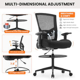 500lbs Drafting Chair,Big and Tall Office Chair for Standing Desk with Wide Seat,2D Adjustable Lumbar Support,Ergonomic Office Chair with Footrest for Home,Drawing or Counter Height Use BOSMILLER