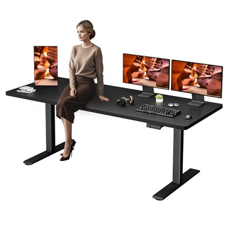 FitStand Dual Motor Standing Desk, Large Stand Up Desks, 79x31 Inches Electric Sit Stand Desk, 4 Memory Preset Adjustable Height Home Office Desk (Black) FitStand