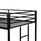 Furniture of America Dravenor Modern Metal Twin Over Twin Low Profile Bunk Bed with Reversible Ladder and Twnty-Two Slats, No Box Spring Required, for Kids, Bedroom, Dorm, Black Furniture of America