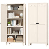 Zevemomo 70.87" Tall Metal Storage Cabinet with 3-Digit Combination Lock, Steel Pantry Cabinet with 4 Adjustable Shelves & 2 Doors, Secure Freestanding Organizer for Home, Office, Garage, Beige Zevemomo