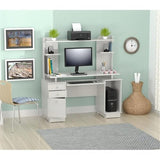 Inval America Computer Work Center with Hutch, Pull-Out Keyboard Tray, Drawers, Desk Workstation, 53.5"H x 48.62"W x 19.5"D, Washed Oak Inval