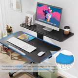 TecbL Pneumatic Standing Desk with Wheels - Adjustable Height 28" - 46" & 0-90° Tilt, 31.5" x 17.7" Skin-Feel Desktop, Rolling Computer Desk for Home Office, Hospital, School (Black) TecbL