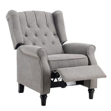 EBELLO Push Back Recliner Chair, Fabric Accent Chair Pushback Recliner with Rivet Decoration, Button-Tufted Back, Mid Century Wingback Armchair for Living Room, Bedroom, Grey