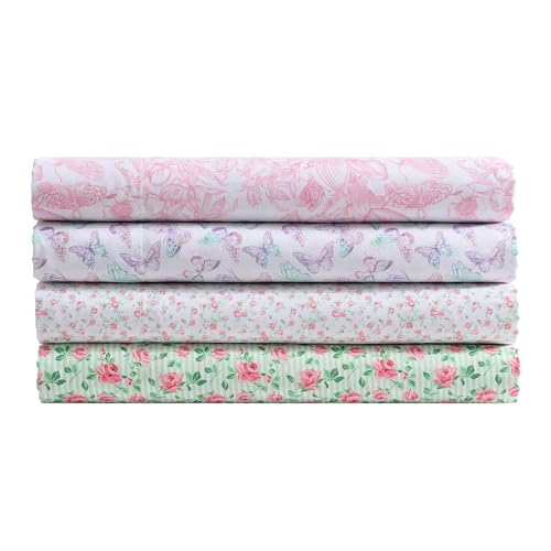 Betsey Johnson - Twin Size Sheet Set, Ultra-Soft Bedding with Smooth & Silky Feel, Deep Pockets, Bed Sheets with Matching Fitted Sheet & Pillowcases (Fairytale Floral Pink) Betsey Johnson