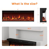 3 Sided Electric Fireplace, 50" Smart WiFi Fire Place Mount/Built-in, 12 Realistic Flame Colors, 5 Color Brightness, 1500W with Timer Remote Control, Log, Crystals JINJUNYE