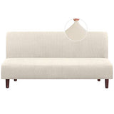 PrinceDeco Stretch Armless Futon Cover Futon Slipcover Full Queen Size Couch Cover Futon Sofa Bed Cover Furniture Protector with Elastic Bottom, Machine Washable, Biscotti Beige PrinceDeco