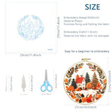 Zhenqing Autumn Cottage Squirrel Embroidery Kit for Beginners - 29x29cm Printed Fabric with Hoop & Full Tools (C0058)