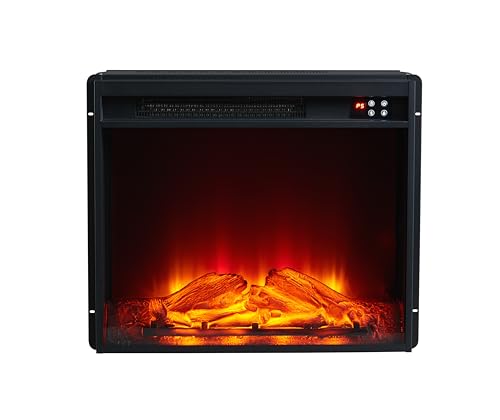 FESTIVITY 32 Inch Freestanding Mantel with 23" Electric Fireplace Insert for Living Room & Bedroom, Realistic Log and Flame Effect, Remote Control, Timer (Brown) FESTIVITY