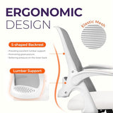 NEO CHAIR Office Desk Computer Gaming Ergonomic Chair with Lumbar Back Support Adjustable Height Swivel Wheels Flip-up Arms Mesh Chair for Home or Office (Ivory) NEO CHAIR